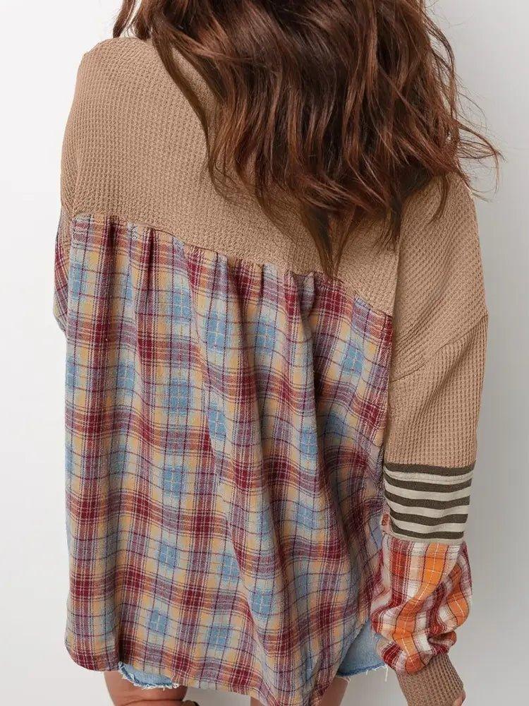 Waffle Stripe Plaid Patchwork Henley Knit Top - Update AvenueTrendsi100100178019061100100178019061273ec6cd - c004 - 4431 - af36 - c0de19e4d131 - Max - OriginCamel