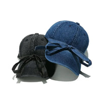 Washed Bow Denim Baseball Cap