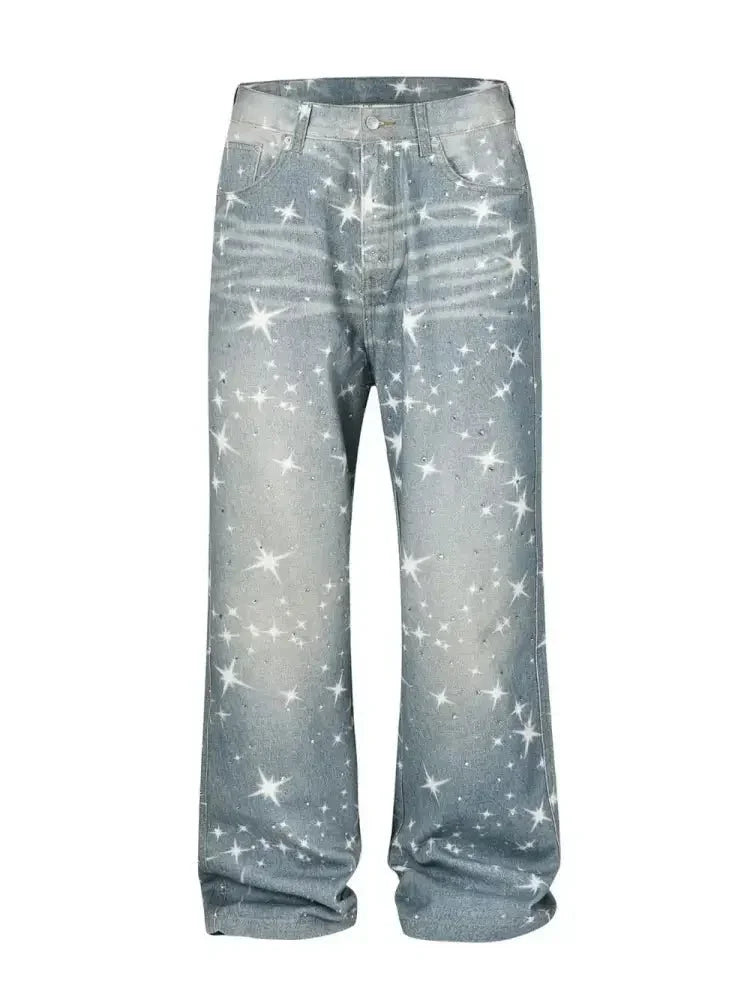 Washed Rhinestone Star Print Jeans - Update AvenueTrendsi100400705181764100400705181764Washed Rhinestone Star Print JeansLight Blue