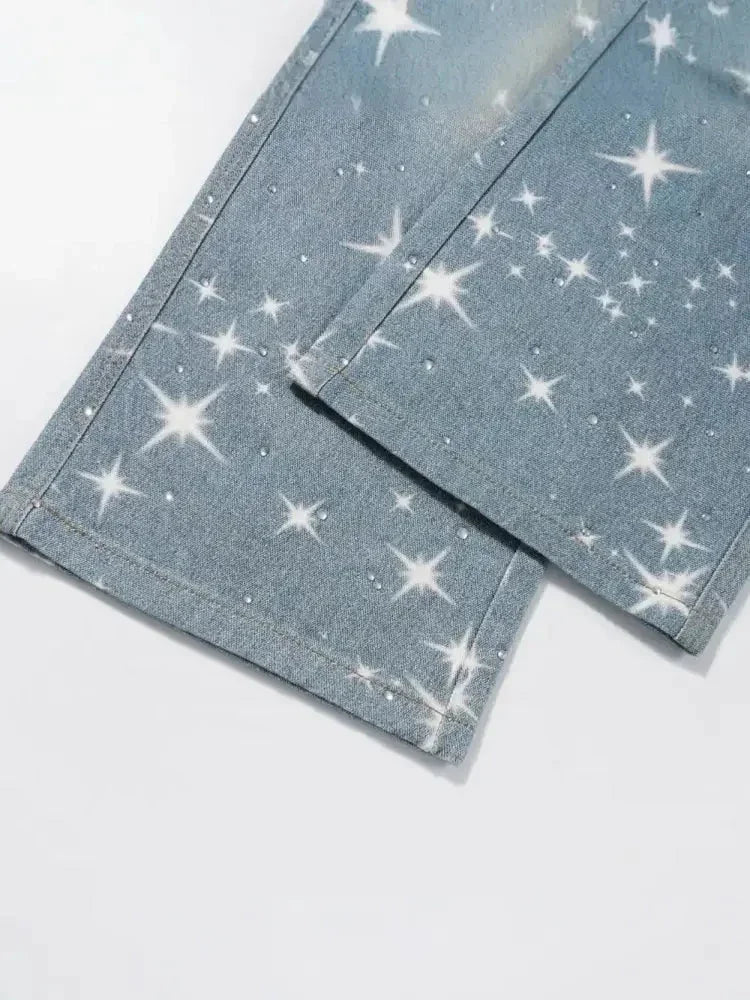 Washed Rhinestone Star Print Jeans - Update AvenueTrendsi100400705181764100400705181764Washed Rhinestone Star Print JeansLight Blue