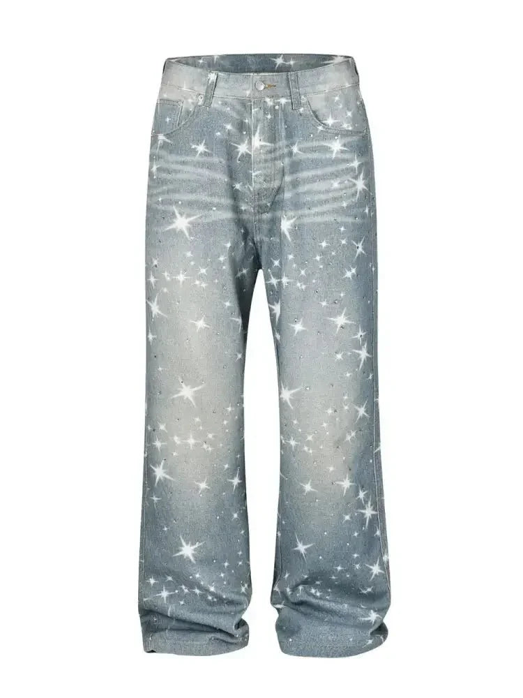 Washed Rhinestone Star Print Jeans - Update AvenueTrendsi100400705181764100400705181764Washed Rhinestone Star Print JeansLight Blue