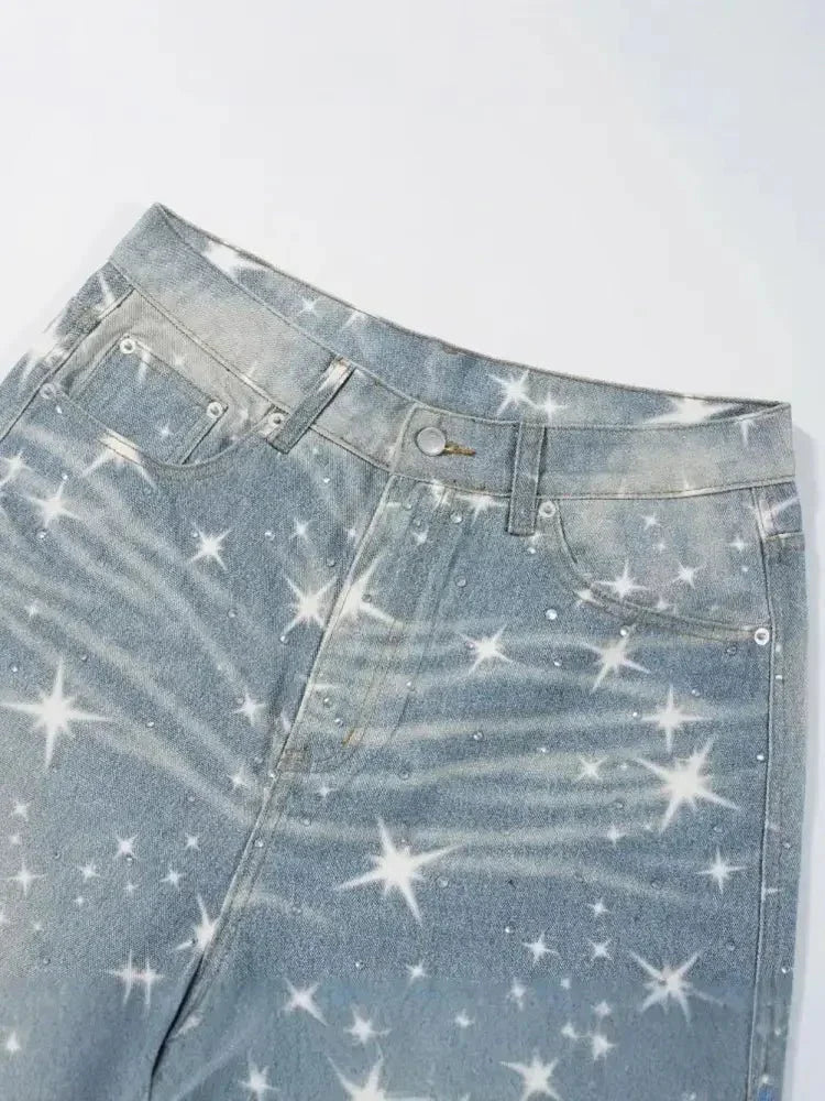 Washed Rhinestone Star Print Jeans - Update AvenueTrendsi100400705181764100400705181764Washed Rhinestone Star Print JeansLight Blue