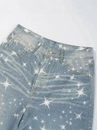 Washed Rhinestone Star Print Jeans - Update AvenueTrendsi100400705181764100400705181764Washed Rhinestone Star Print JeansLight Blue