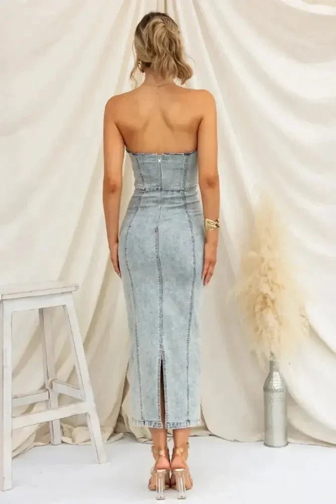 Washed Slit Back Tube Denim Dress - Update AvenueDenim Dresses & SkirtsTrendsi1001002048717451001002048717453c6d656e - 341d - 4675 - ad75 - 07d985711010 - MaxLight Blue