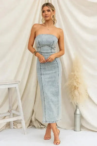 Washed Slit Back Tube Denim Dress - Update AvenueDenim Dresses & SkirtsTrendsi1001002048717451001002048717457a377dae - 2a95 - 423e - a81d - b6665ec9fe87 - MaxLight Blue