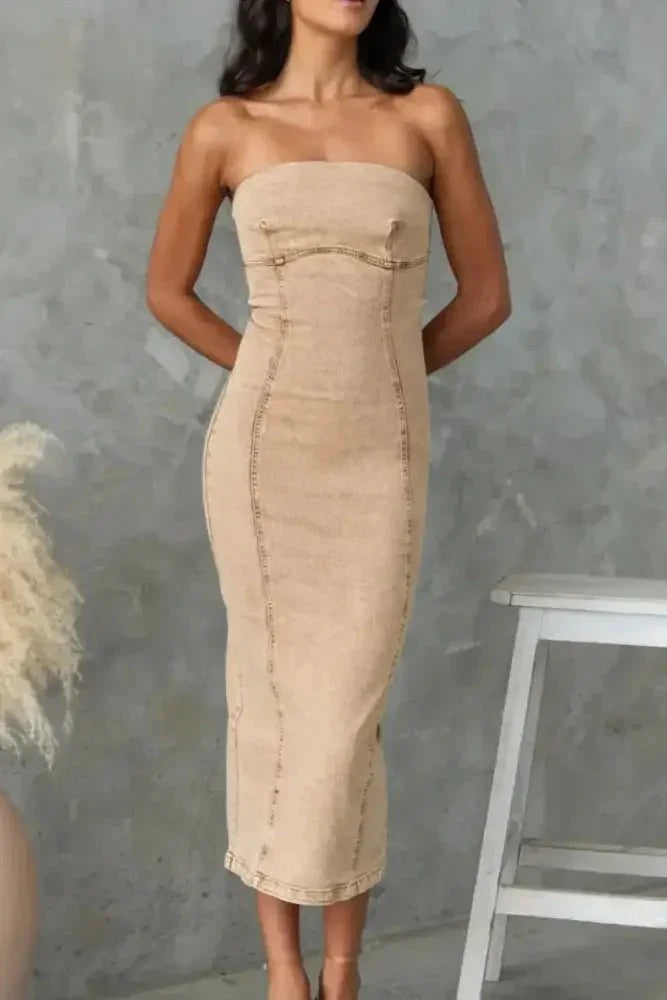 Washed Slit Back Tube Denim Dress - Update AvenueDenim Dresses & SkirtsTrendsi1001002048751191001002048751190047a37a - 2aea - 490e - 8650 - a5afa64fa3de - MaxTan