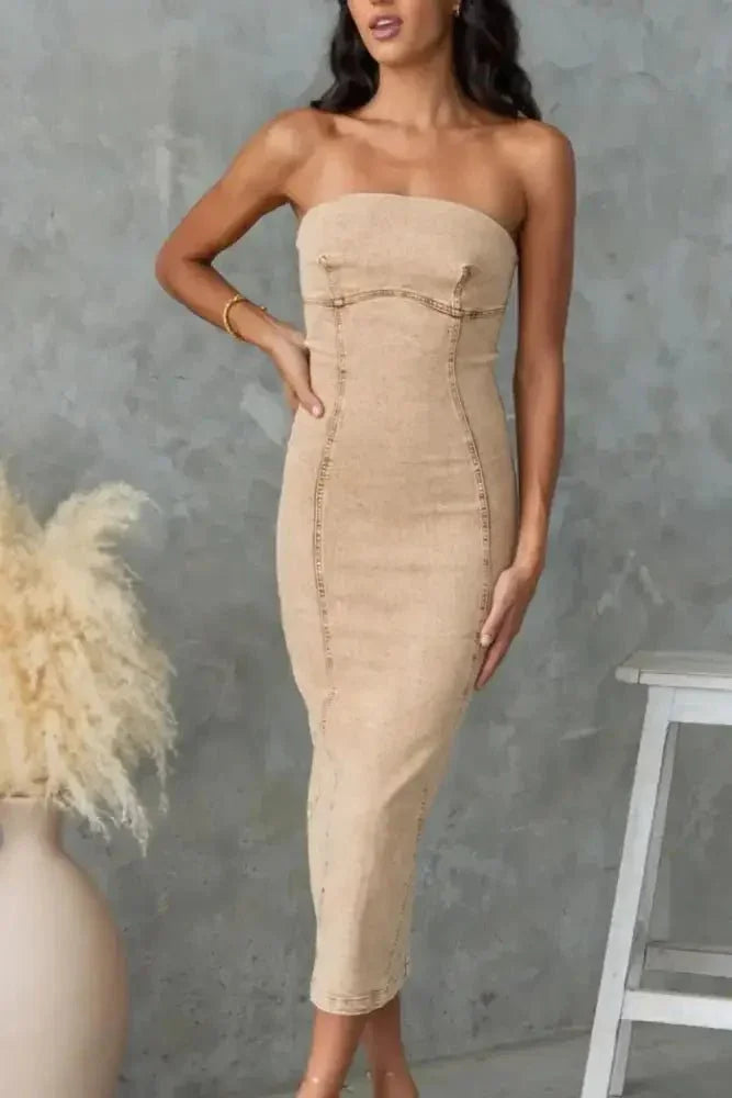 Washed Slit Back Tube Denim Dress - Update AvenueDenim Dresses & SkirtsTrendsi100100204875119100100204875119ad720770 - d9aa - 4355 - 9125 - d9785400990b - MaxTan
