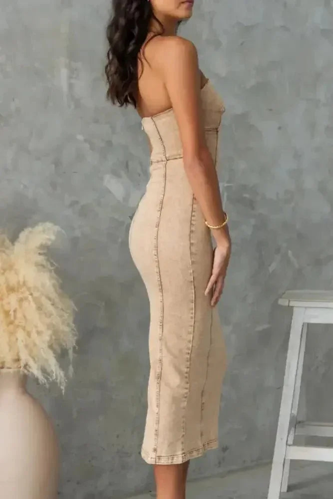 Washed Slit Back Tube Denim Dress - Update AvenueDenim Dresses & SkirtsTrendsi10010020487511910010020487511905ffe1e3 - b2f6 - 4c5a - a4c4 - 0e84c7cd9537 - MaxTan
