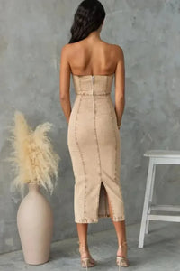 Washed Slit Back Tube Denim Dress - Update AvenueDenim Dresses & SkirtsTrendsi10010020487511910010020487511961704970 - 854b - 402e - ac16 - 10e101d92f7d - MaxTan