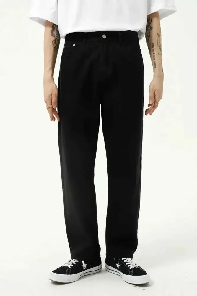 Washed Straight-Leg Slim Jeans