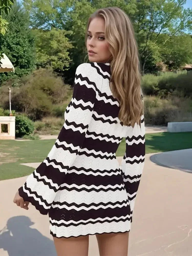 Wavy Striped Tied Front Long Sleeve Cover - Up Dress - Update AvenueTrendsi100100121438426100100121438426b94c9fb7 - ceba - 4dc0 - b695 - 76386c63dc61 - MaxBlack White