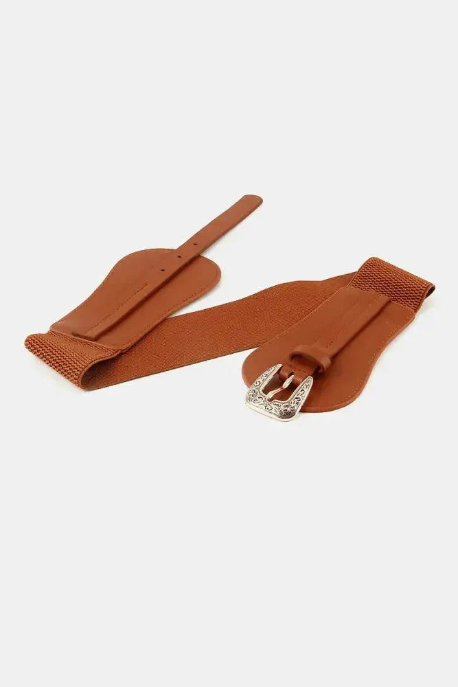 Wide Elastic Belt with Alloy Buckle - Update AvenueTrendsi101300627515103101300627515103Wide Elastic Belt with Alloy BuckleCaramel