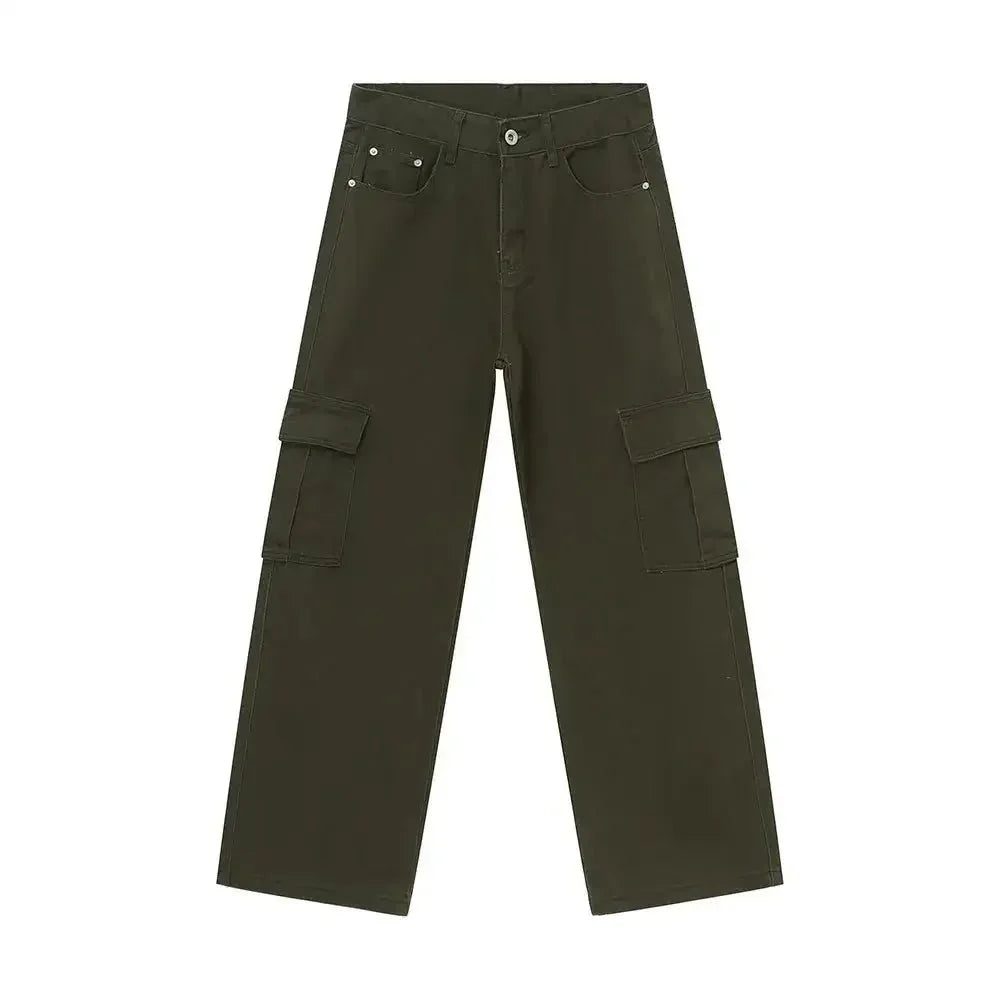 Wide Leg Cargo Jeans - Update AvenueTrendsi100400816163601100400816163601Wide Leg Cargo JeansArmy Green