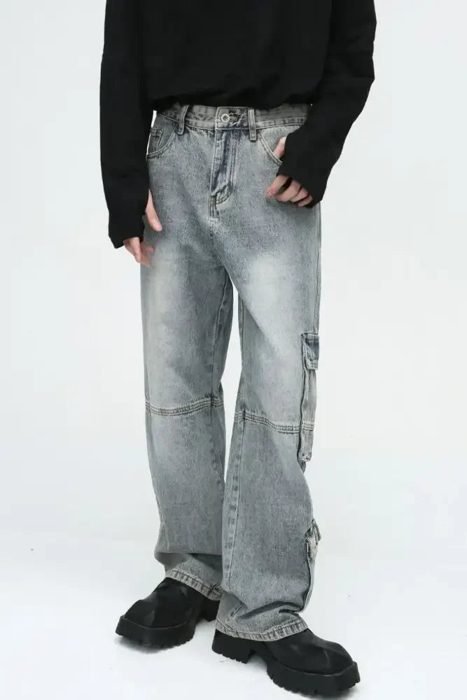 Wide Leg Jeans with Cargo Pockets