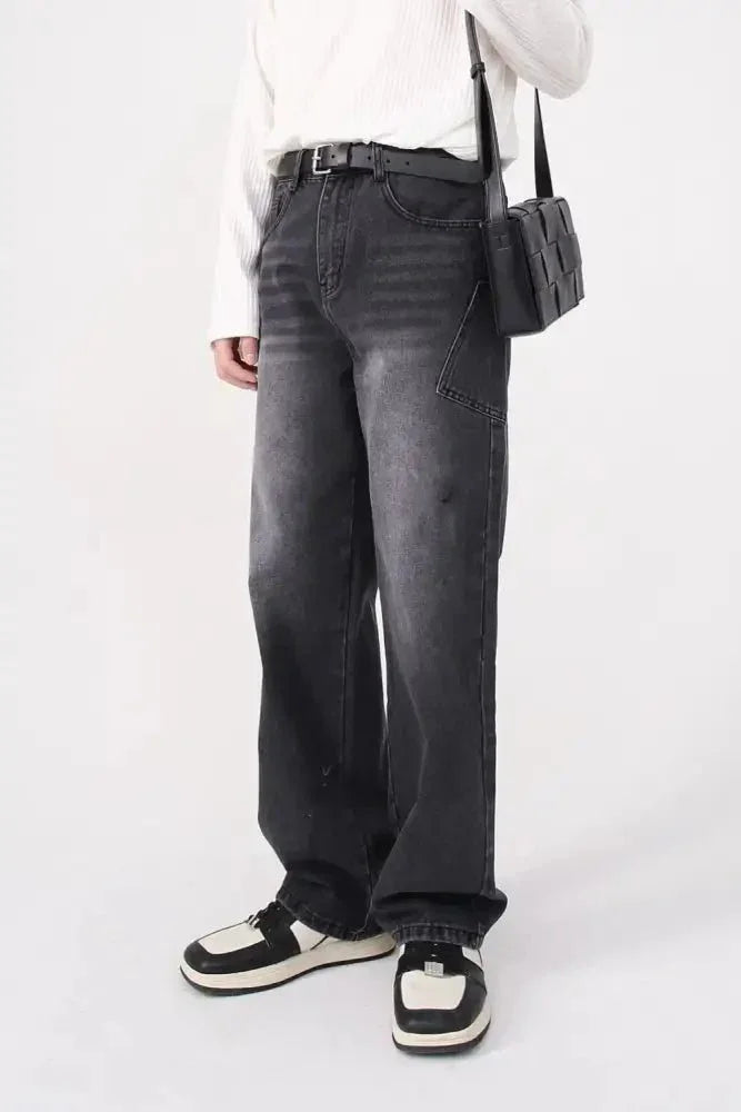 Wide Leg Men's Jeans with Pockets - Update AvenueTrendsi100400851434474100400851434474Wide Leg Men's Jeans with PocketsBlack