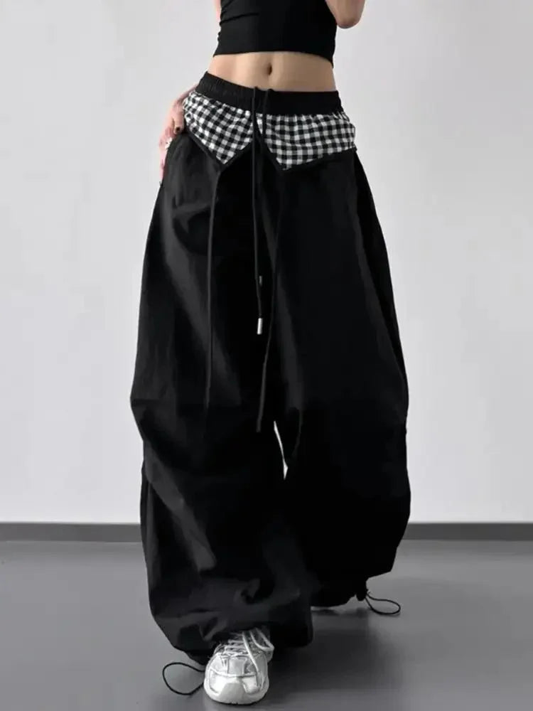 Wide Leg Pants with Checkered Detail - Update AvenueTrendsi1001003236852721001003236852726113e466 - d6cc - 429a - 96ba - 0ca0682f023d - Max - OriginBlack