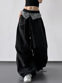 Wide Leg Pants with Checkered Detail - Update AvenueTrendsi1001003236852721001003236852726113e466 - d6cc - 429a - 96ba - 0ca0682f023d - Max - OriginBlack