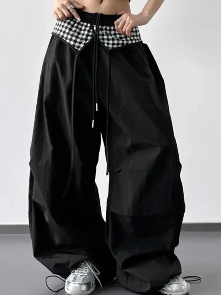 Wide Leg Pants with Checkered Detail - Update AvenueTrendsi10010032368527210010032368527299c8c83f - aed4 - 4074 - 9c81 - f9aea9c636c8 - Max - OriginBlack