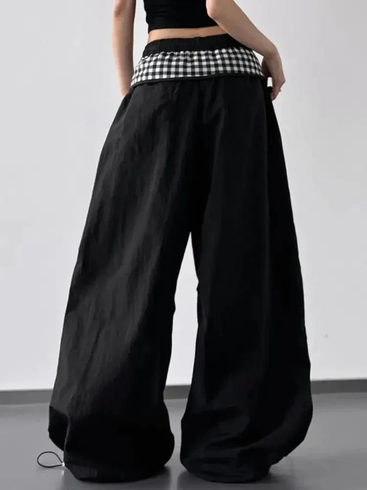 Wide Leg Pants with Checkered Detail - Update AvenueTrendsi10010032368527210010032368527253708b49 - 7ed5 - 44ca - a709 - 7ecd41ced240 - Max - OriginBlack