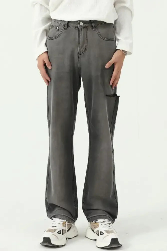Wide Straight Men's Jeans with Pockets