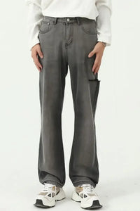 Wide Straight Men's Jeans with Pockets