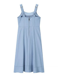 Wide Strap Sweetheart Neck Denim Dress