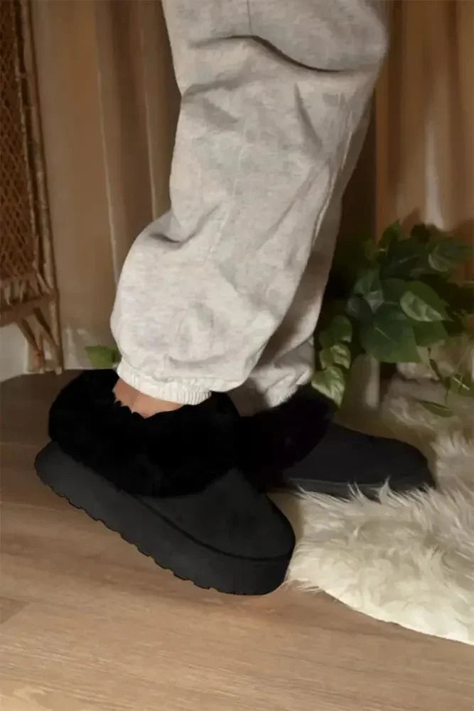 WILD DIVA Faux - Fur Platform Slip On Booties - Update AvenueTrendsi100600463421184100600463421184WILD DIVA Faux - Fur Platform Slip On BootiesBlack