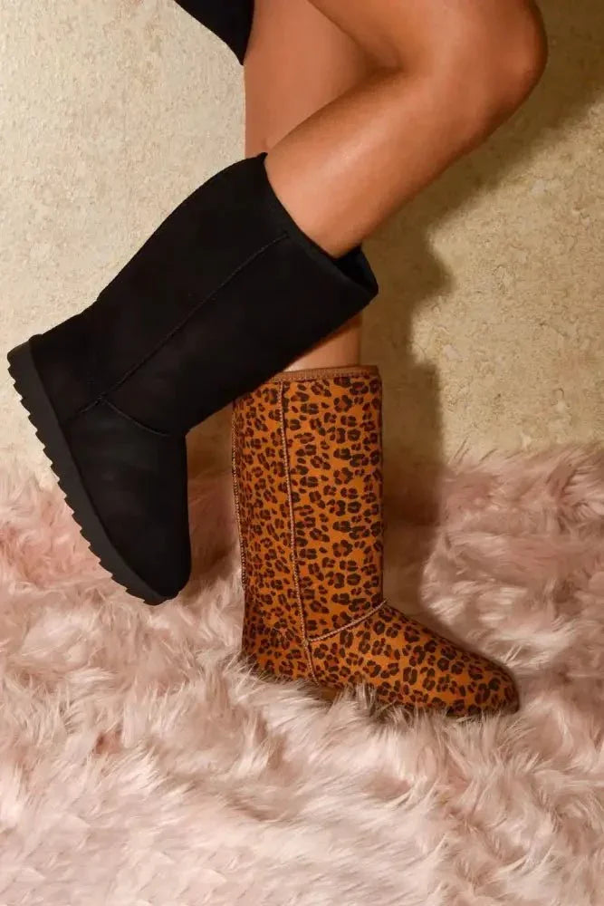 WILD DIVA Leopard Suede Round Toe Boots - Update AvenueTrendsi100600306231667100600306231667WILD DIVA Leopard Suede Round Toe BootsLeopard