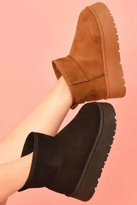 WILD DIVA Suede Round Toe Platform Booties - Update AvenueTrendsi100600290441778100600290441778WILD DIVA Suede Round Toe Platform BootiesCaramel
