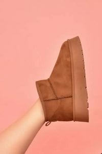 WILD DIVA Suede Round Toe Platform Booties - Update AvenueTrendsi100600290441778100600290441778WILD DIVA Suede Round Toe Platform BootiesCaramel