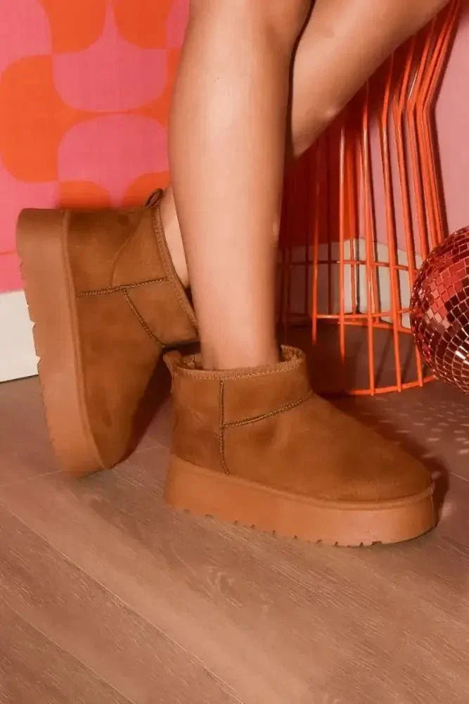 WILD DIVA Suede Round Toe Platform Booties - Update AvenueTrendsi100600290441778100600290441778WILD DIVA Suede Round Toe Platform BootiesCaramel