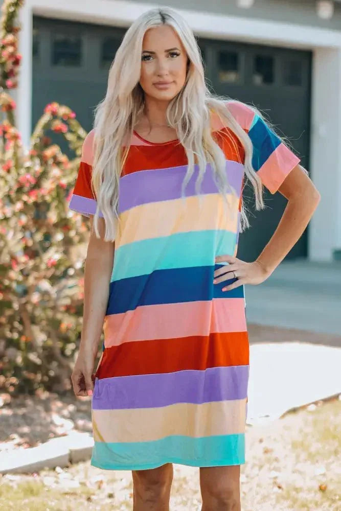Women Color Block Side Slit Mini Dress - Update AvenueKidsTrendsi100900133571109100900133571109f647fbedb83b4d1f8bf0ed9d7ca30081 - MaxMulti