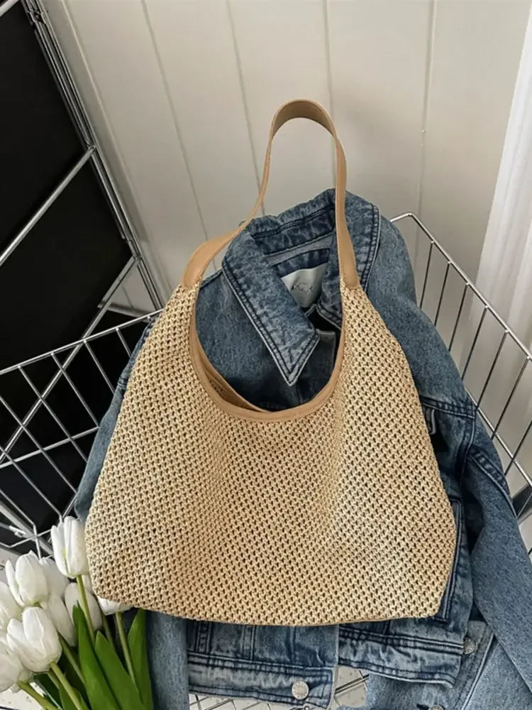 Woven Straw Shoulder Bag