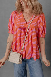 Zebra Stripe Print Ruched Cuff Half Sleeve V Neck Blouse - Update AvenueTrendsi1001004860165291001004860165293c67bc2f - d7dc - 4153 - b9e4 - e3804f3bd7fd - Max - OriginBurnt Coral