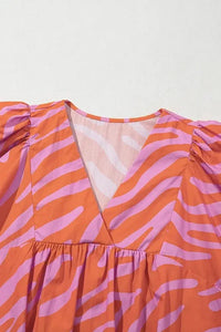 Zebra Stripe Print Ruched Cuff Half Sleeve V Neck Blouse - Update AvenueTrendsi1001004860165291001004860165299773505e - 9cc5 - 47d1 - b9db - 136fef95654f - Max - OriginBurnt Coral