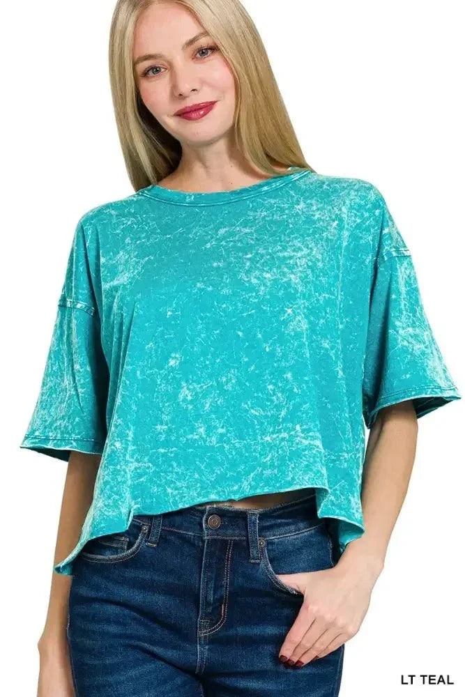 Zenana Acid Crinkle - Washed Oversized T-Shirt - Update AvenueT-ShirtsTrendsi1001002855610881001002855610883b5fbe90221a42a4a0e718b2e4a759f2 - Max - OriginLT TEAL