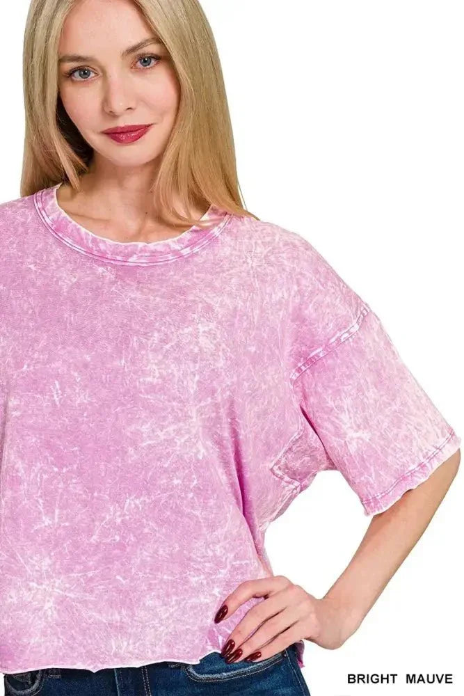 Zenana Acid Crinkle - Washed Oversized T-Shirt - Update AvenueT-ShirtsTrendsi100100317631214100100317631214cda44eb13ff54f9490af406ad204d386 - Max - OriginBRIGHT MAUVE