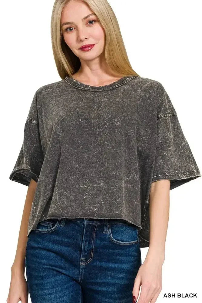 Zenana Acid Crinkle - Washed Oversized T-Shirt - Update AvenueT-ShirtsTrendsi1001008759410621001008759410620d6e2fb996754258a59dda078f8b403b - Max - OriginASH BLACK