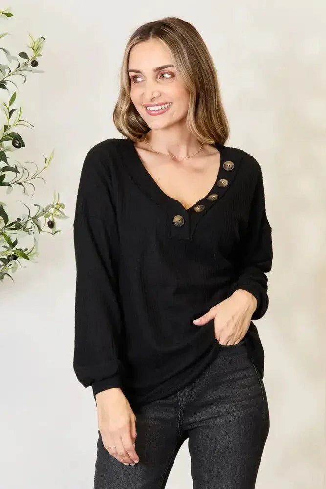 Zenana Buttoned Long Sleeve Blouse - Update AvenueTrendsi10010059736940710010059736940724a2267cde4145b28df4e27f362eb5ea - MaxBlack