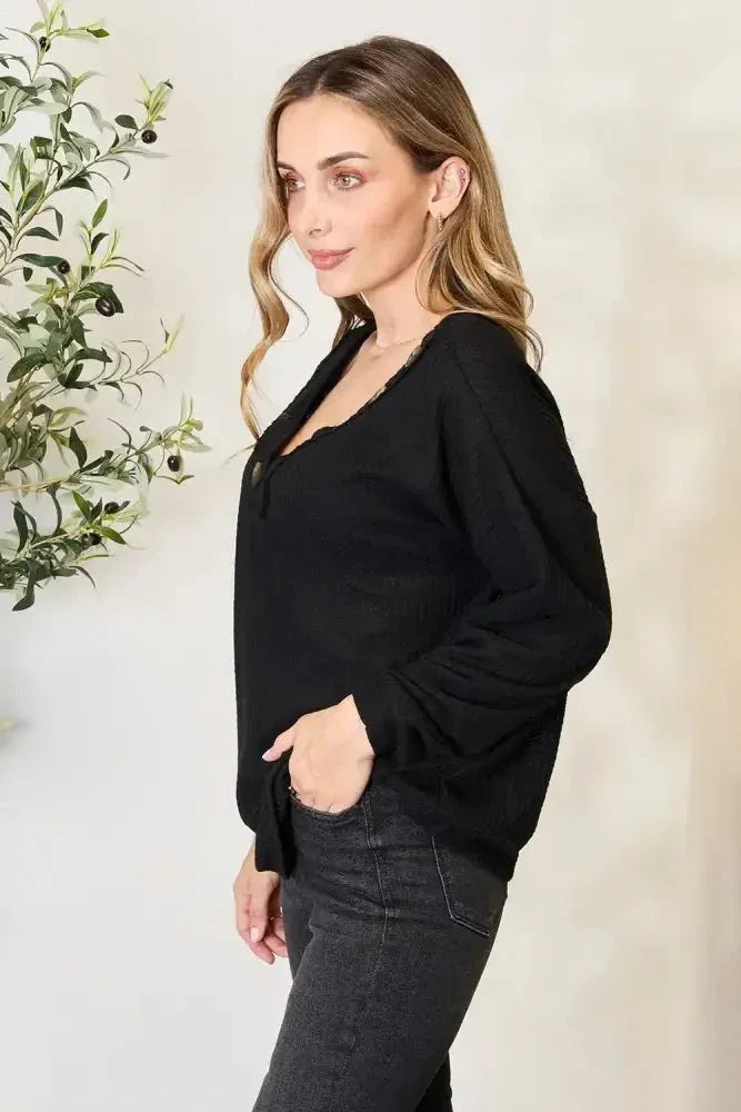 Zenana Buttoned Long Sleeve Blouse - Update AvenueTrendsi1001005973694071001005973694072ec3466ae4c148658f36b674fc766956 - MaxBlack