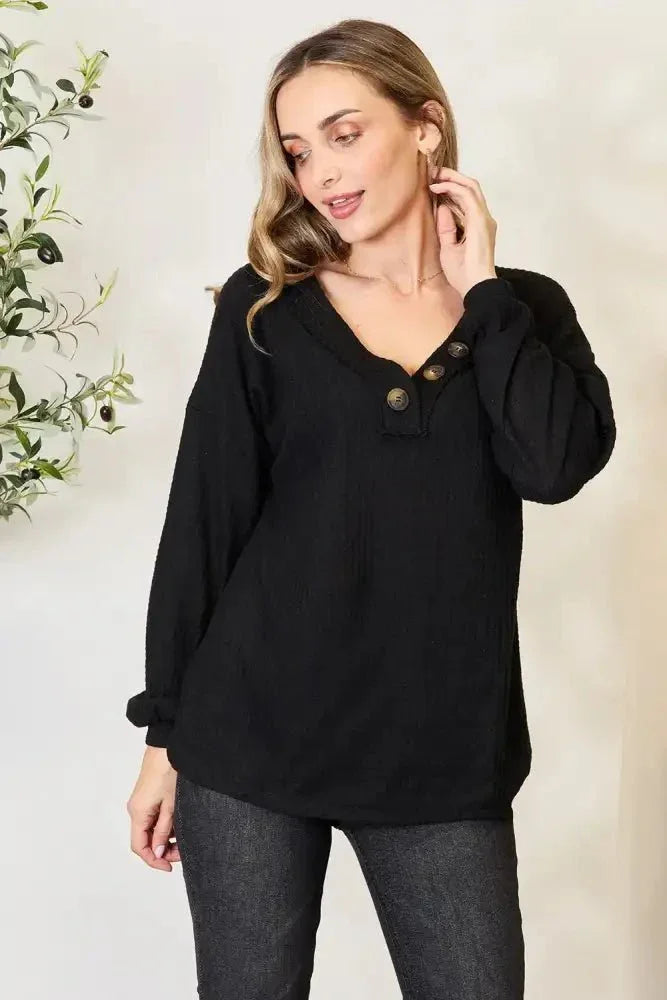 Zenana Buttoned Long Sleeve Blouse - Update AvenueTrendsi10010059736940710010059736940794d949ad50bc4e0b94885adbaef41dac - MaxBlack