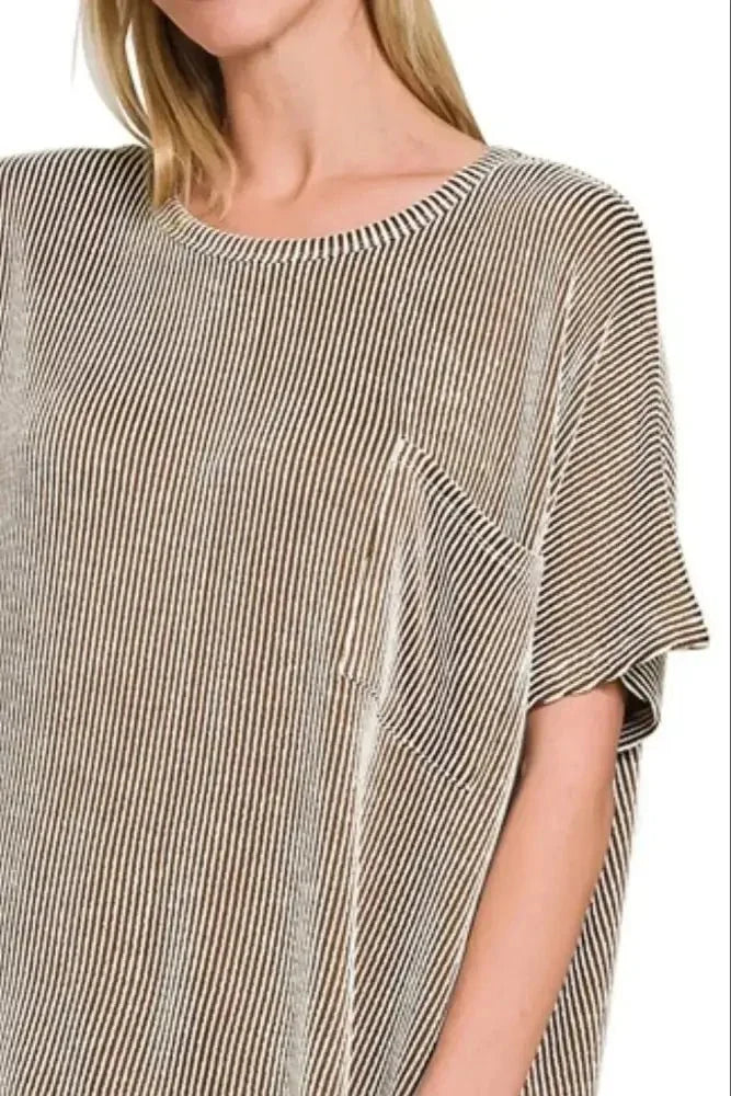 Zenana Corded Rib Oversized Short Sleeve Top - Update AvenueT-ShirtsTrendsi100100181471035100100181471035b69257a8 - 7aaa - 4571 - 8f8f - 1caead9e1692 - Max - OriginBROWN