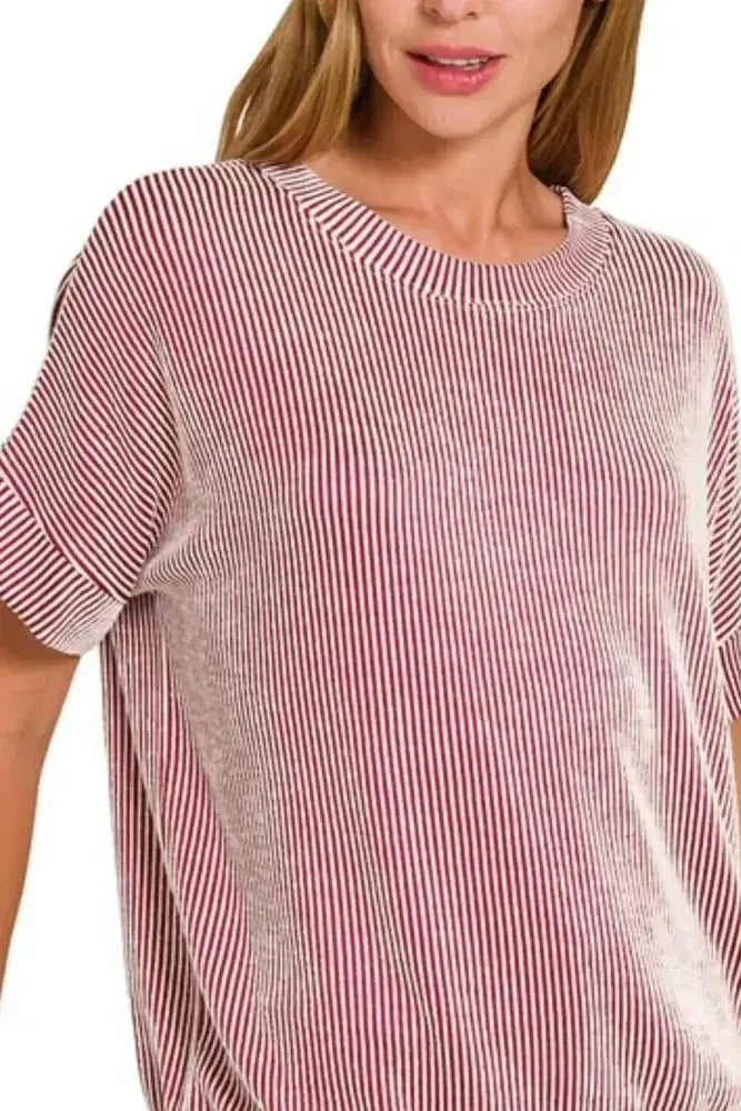 Zenana Corded Rib Short Sleeve T-Shirt - Update AvenueT-ShirtsTrendsi100100319651441100100319651441c1b589fe - d3ba - 4e87 - b89e - be5ac9900920 - Max - OriginDK RED