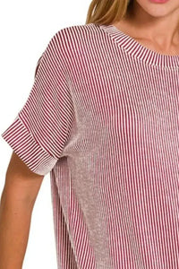 Zenana Corded Rib Short Sleeve T-Shirt - Update AvenueT-ShirtsTrendsi10010031965144110010031965144167d9aec5 - 7d02 - 438d - 8826 - da02b510c20b - Max - OriginDK RED