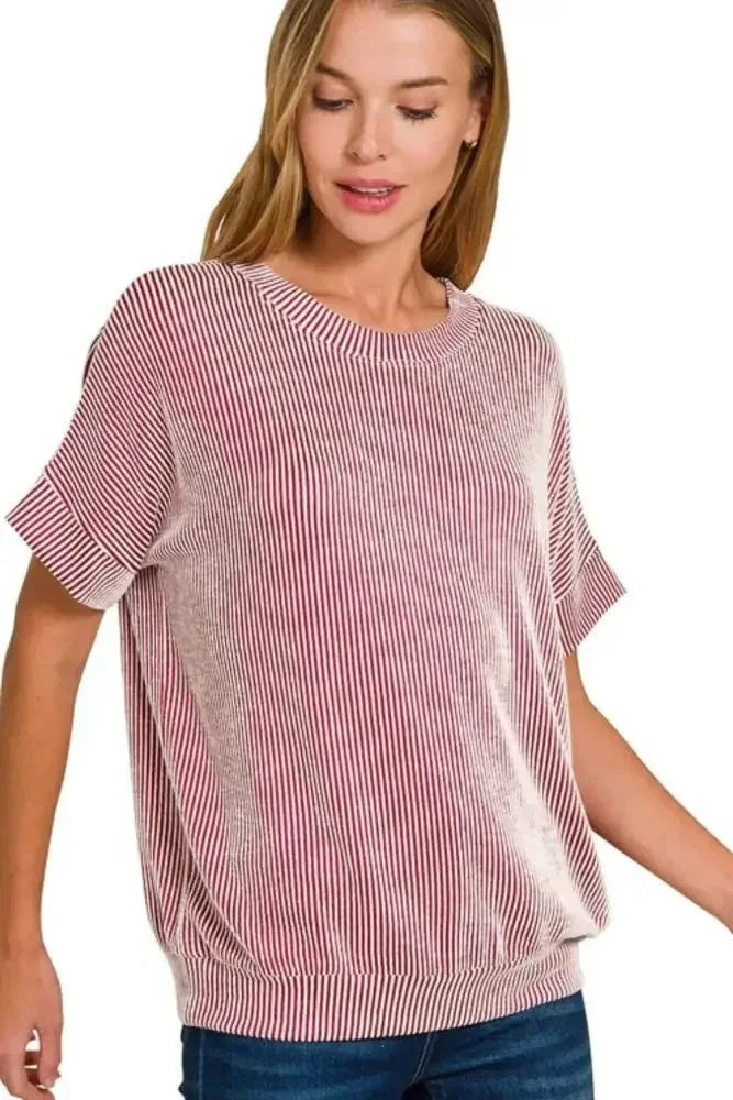 Zenana Corded Rib Short Sleeve T-Shirt - Update AvenueT-ShirtsTrendsi100100319651441100100319651441fb970b02 - 945d - 4c78 - b956 - 0ddddd52a45b - Max - OriginDK RED