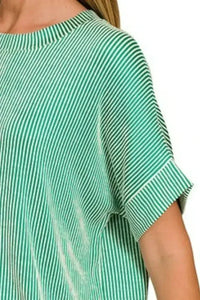 Zenana Corded Rib Short Sleeve T-Shirt - Update AvenueT-ShirtsTrendsi1001004558616741001004558616741d945e24 - 4dac - 4f1b - ae6f - f6e7a0e3ae1c - Max - OriginK GREEN