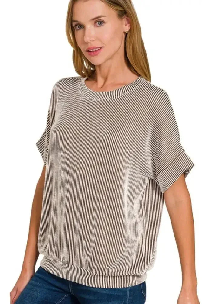 Zenana Corded Rib Short Sleeve T-Shirt - Update AvenueT-ShirtsTrendsi1001008353819431001008353819439ee0915d - 1ab1 - 4d1a - bf0f - f8a4b287b3d6 - Max - OriginBROWN