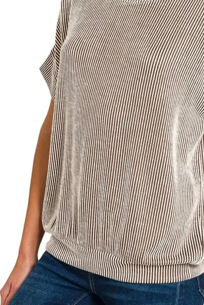 Zenana Corded Rib Short Sleeve T-Shirt - Update AvenueT-ShirtsTrendsi100100835381943100100835381943c6409fb9 - c6c8 - 405e - 964f - 6eada4dff43c - Max - OriginBROWN