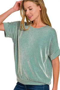 Zenana Corded Rib Short Sleeve T-Shirt - Update AvenueT-ShirtsTrendsi1001009124118731001009124118734b93604f - 8326 - 4af3 - 997d - 9549369358d9 - Max - OriginDK GREEN