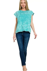 Zenana Crinkle Washed Round Neck Folded Short Sleeve Tee - Update AvenueT-ShirtsTrendsi1001000930713411001000930713411d5eb635 - d184 - 421c - 9350 - 67cf7fb77b12 - Max - OriginLT TEAL